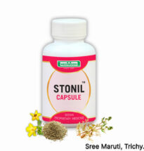 Stonil Capsule pack with herbal background and kidney stone relief symbol