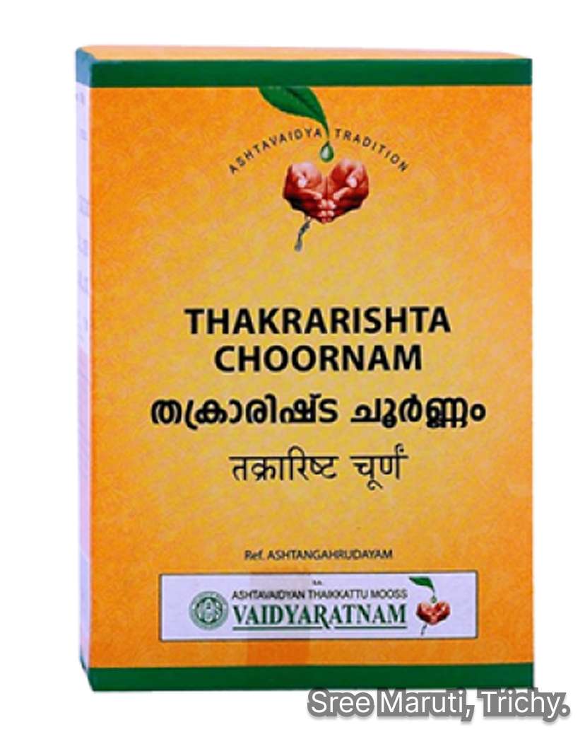Thakrarishta Choornam powder with Triphala and Amla – for digestive health, metabolism, and post-illness recovery.