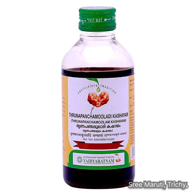 Thrunapanchamooladi Kashayam herbal Ayurvedic decoction for UTI, kidney stones, and urinary tract health.