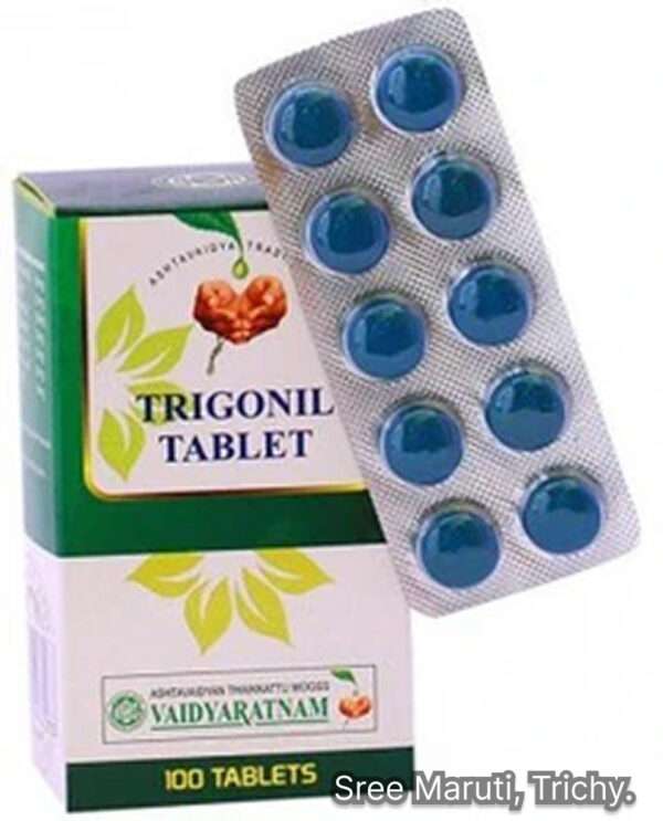 Trigonil Tablets with Fenugreek and Gymnema herbs – Ayurvedic supplement for diabetes and blood sugar control.