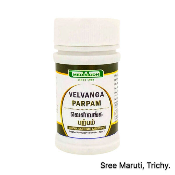 Velvanga Parpam Siddha medicine with powdered tin calx.
