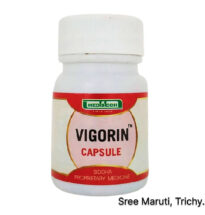 Vigorin Capsule pack with herbal background and male reproductive health concept