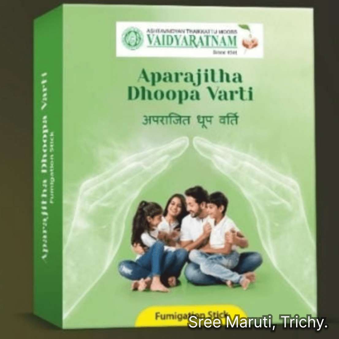 Aparajitha Dhoopa Varti Ayurvedic fumigation stick made with antimicrobial herbs for air purification and disinfection.