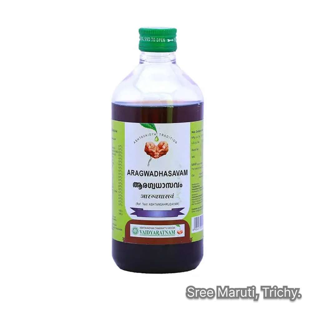 Aragwadhasavam Ayurvedic Asava for blood purification, skin disease relief, and liver detoxification.