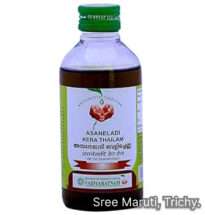 Asaneladi Kera Thailam Ayurvedic coconut oil for hair growth, scalp health, and Vata-Pitta balance.