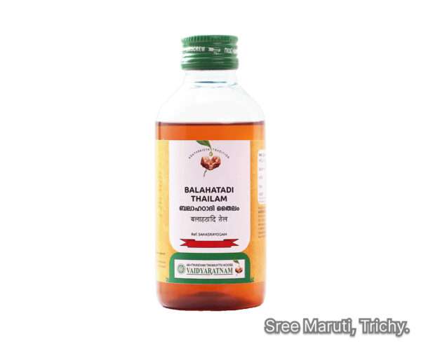 Balahatadi Thailam Ayurvedic oil for nerve weakness, paralysis, and arthritis pain relief.