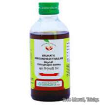 Bruhath Nirgundyadi Thailam Ayurvedic oil for arthritis, paralysis, sciatica, and muscle pain relief.