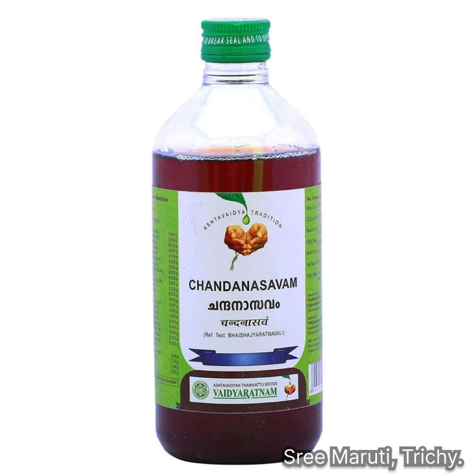 Chandanasavam Ayurvedic medicine for urinary tract health, cooling the body, and balancing pitta dosha.