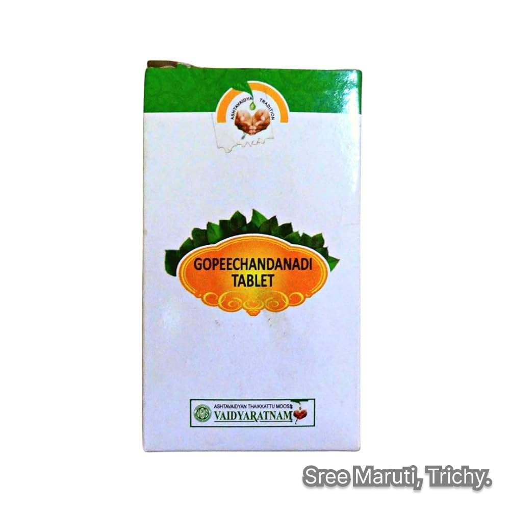 Gopeechandanadi Gulika Ayurvedic tablet for fever, burning sensation, and urinary health.