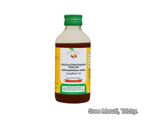 Gulguluthikthakam Thailam Ayurvedic herbal oil with guggulu, neem, and turmeric for detoxification and skin healing.
