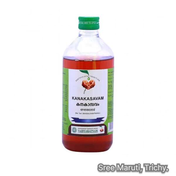 Kanakasavam Ayurvedic tonic for asthma, cough, bronchitis, and breathlessness.