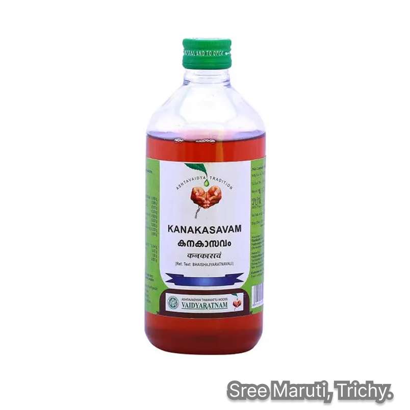 Kanakasavam Ayurvedic tonic for asthma, cough, bronchitis, and breathlessness.