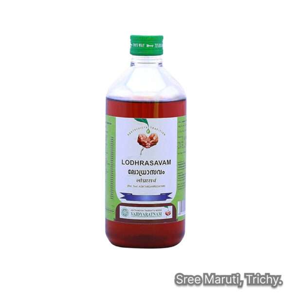 Lodhrasavam Ayurvedic tonic for women’s health, hormonal balance, and menstrual regulation.