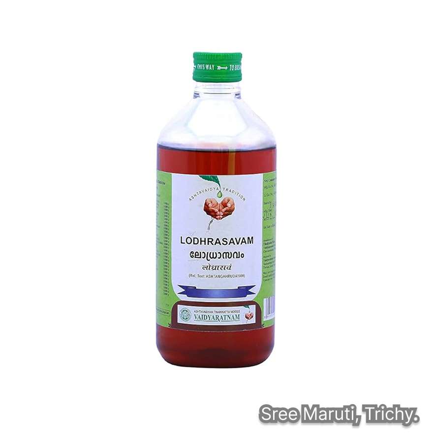 Lodhrasavam Ayurvedic tonic for women’s health, hormonal balance, and menstrual regulation.