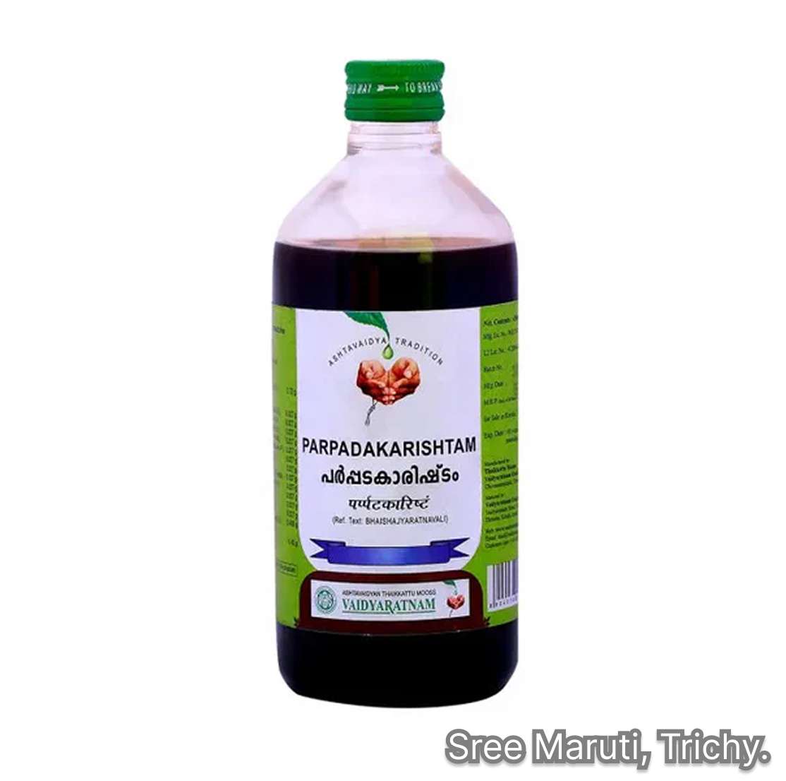Parpadakarishtam Ayurvedic herbal tonic for cooling, detoxification, and skin health.