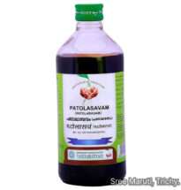 Bottle of Patolasavam Ayurvedic tonic with Patola and neem for skin and liver health.