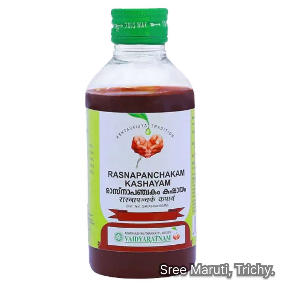 Rasnapanchakam Kashayam Ayurvedic decoction for joint pain, arthritis, and musculoskeletal health.