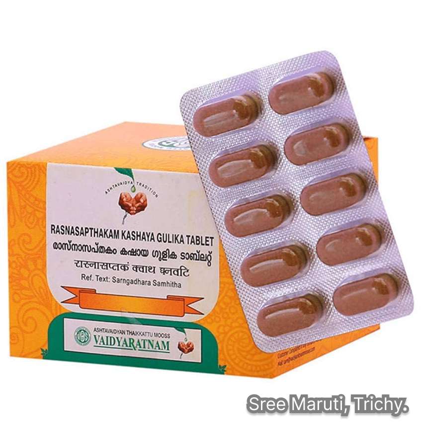 Rasnasapthakam Kashaya Gulika Ayurvedic tablet for joint pain relief, arthritis, and Vata balance.