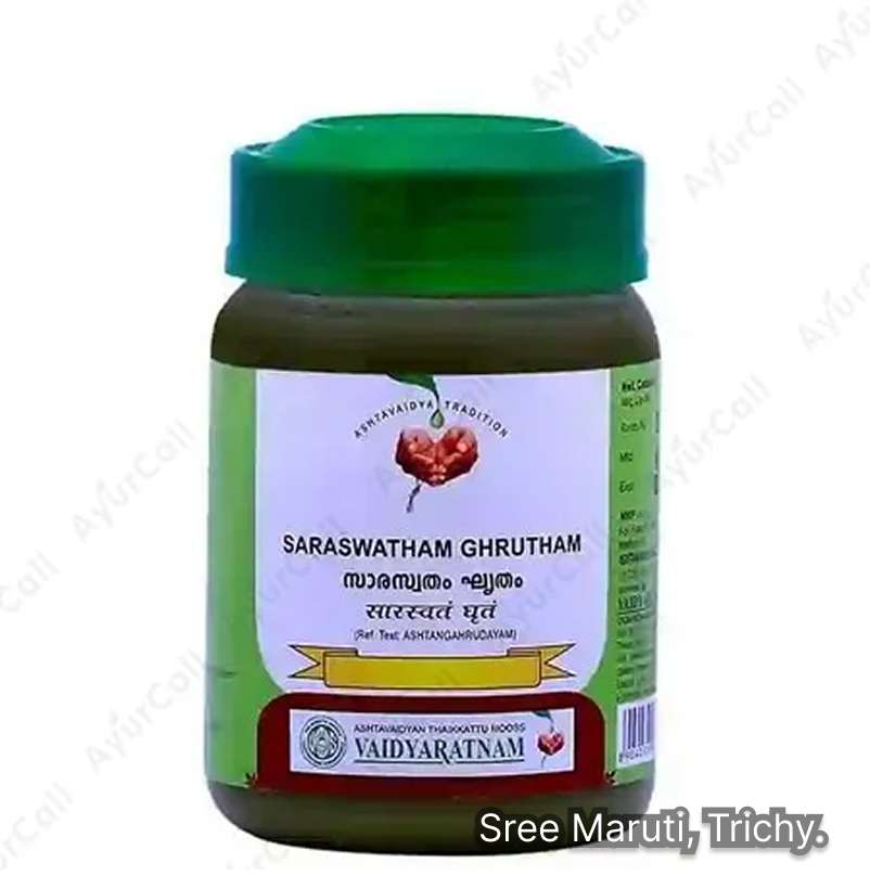 Saraswatham Ghrutham Ayurvedic medicated ghee for memory, speech improvement, and brain health.