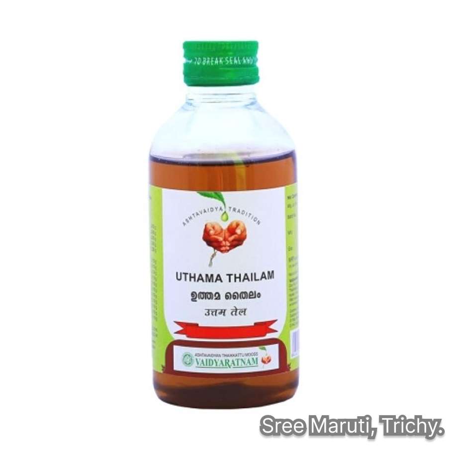Uthama Thailam – Herbal Ayurvedic massage oil for joint pain and muscle strength.