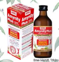 Amynity Plus Syrup bottle for immunity, strength, appetite, and overall health improvement.