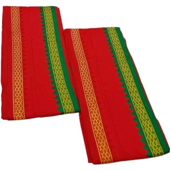 Kalar 3 Mulam pure cotton traditional towel for men, suitable for temple use and daily wear.