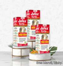 Jufex Forte Syrup bottle for cough, cold, throat irritation, and chest congestion.