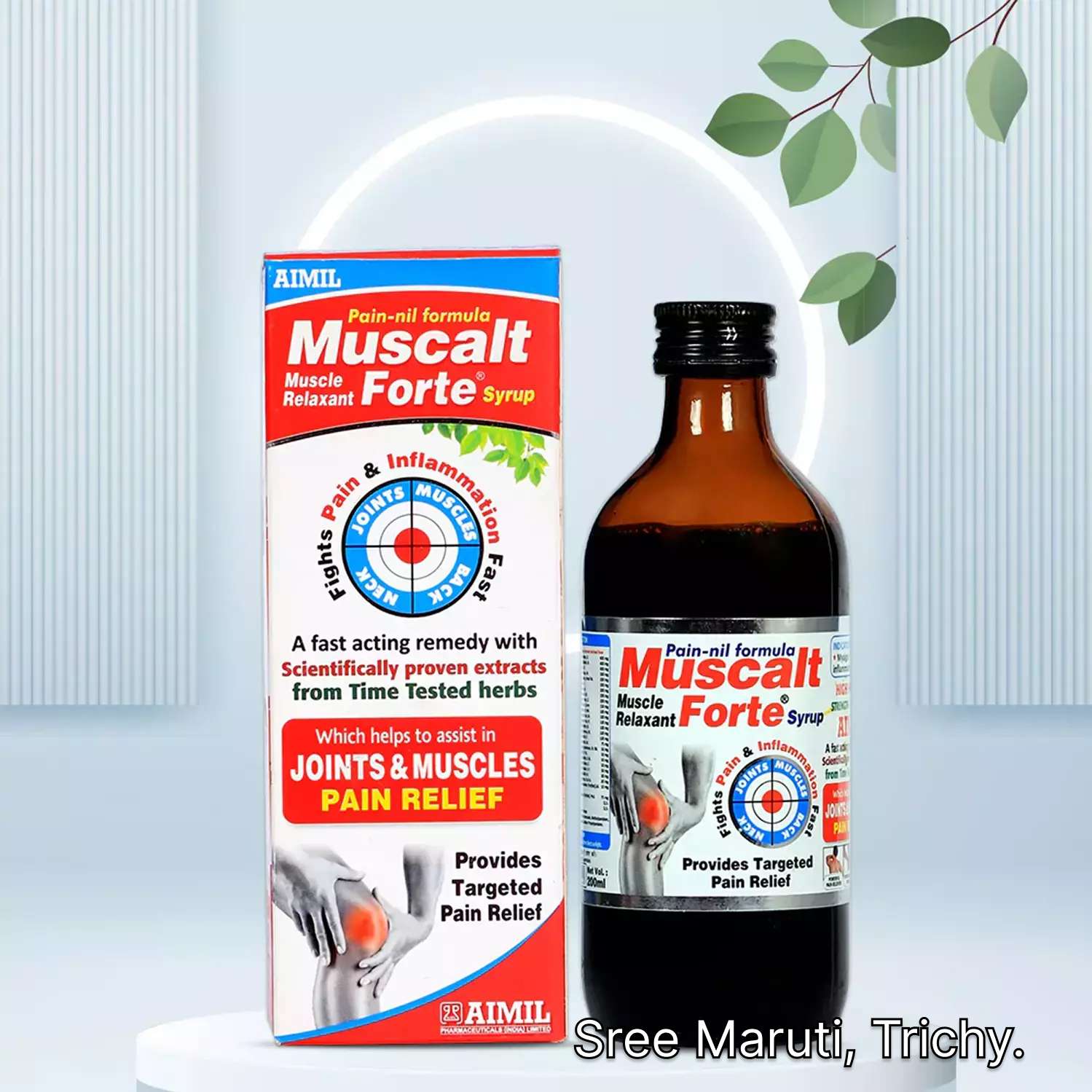 Muscalt Forte Syrup for muscle pain, joint stiffness, and Ayurvedic inflammation relief.