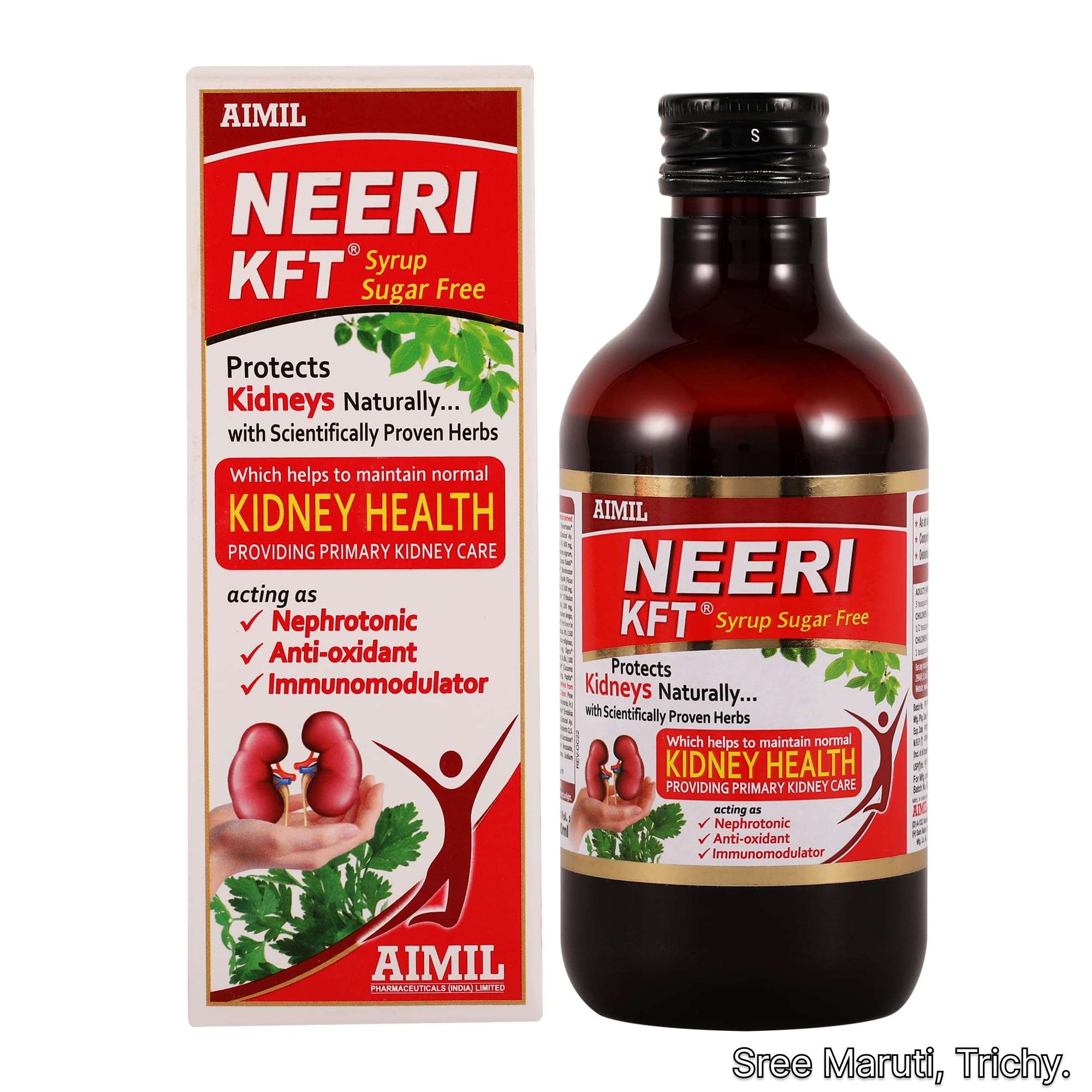 Neeri KFT Syrup bottle and box for kidney detox and urinary health.