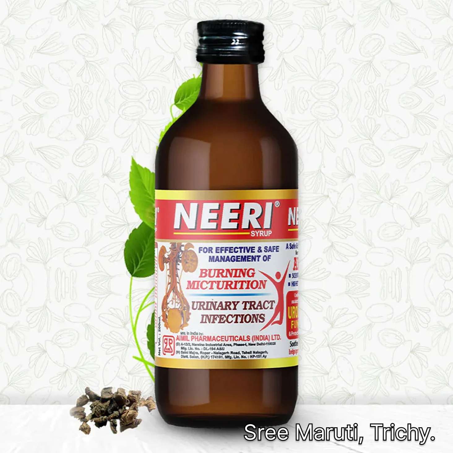 Neeri Syrup bottle for kidney stones, UTI, burning urination, and urinary detox.