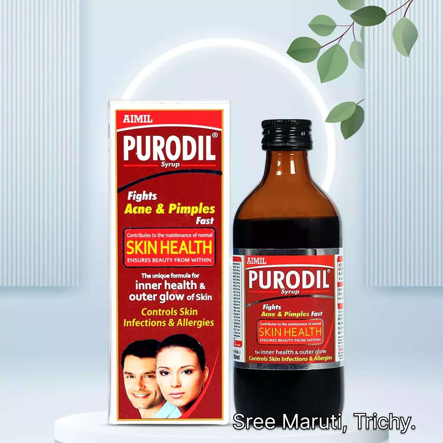 Purodil Syrup for acne, pimples, blood purification, and skin detox.