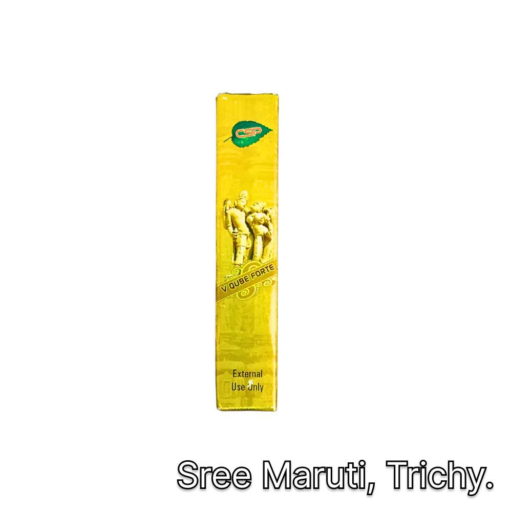 V-Qube Forte Oil bottle with herbs for women’s health.