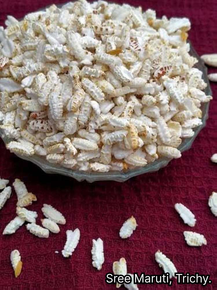 Fresh crispy Nelpori or puffed rice served in a bowl